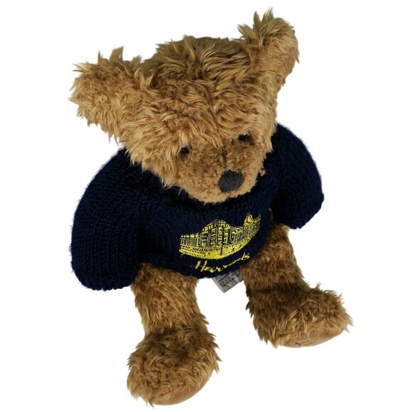 Harrods Knightsbridge 12-Inch Teddy Bear Blue Knit Sweater Gold Embroidery - Picture 4 of 6